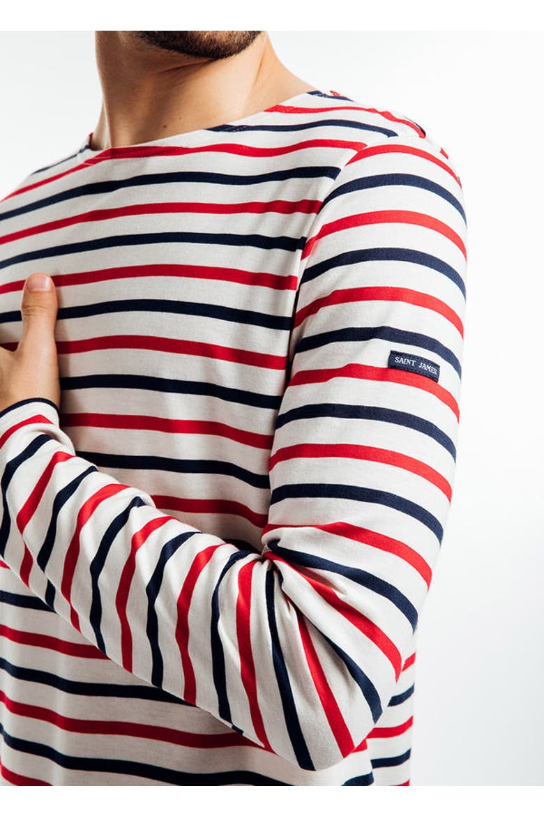 MINQUIERS MODERNE - Tri-color Striped Shirt, Alternate, color, ecru/navy/red