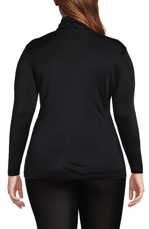 Lands' End Silk Interlock Turtleneck Long Underwear Top In Black