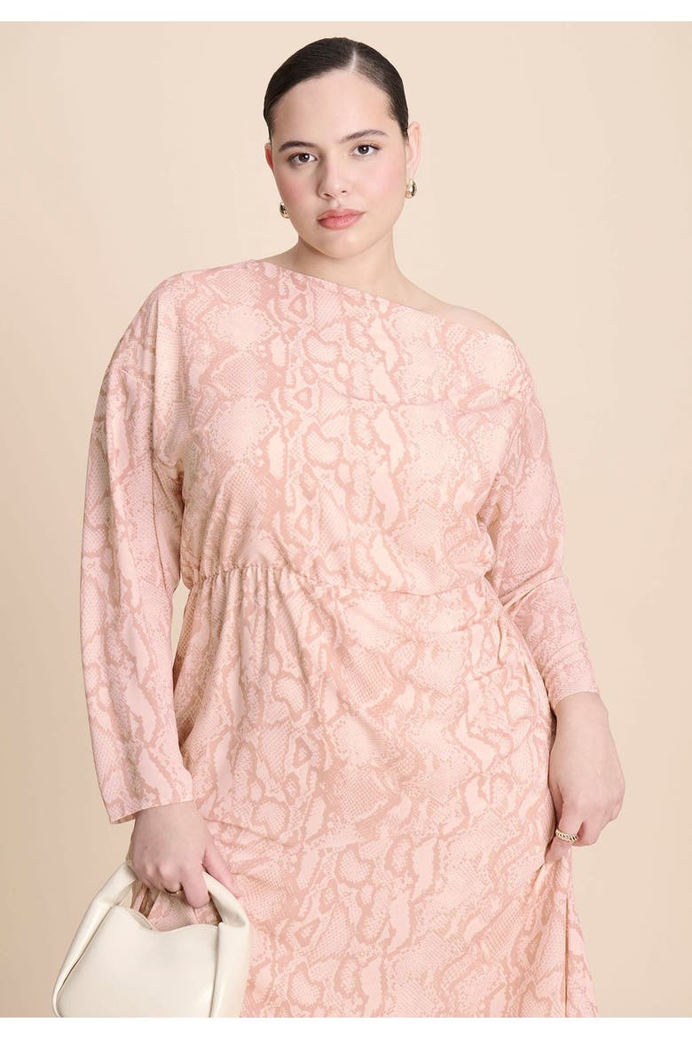 One Shoulder Asym Dress, Alternate, color, SNAKESKIN SHEER