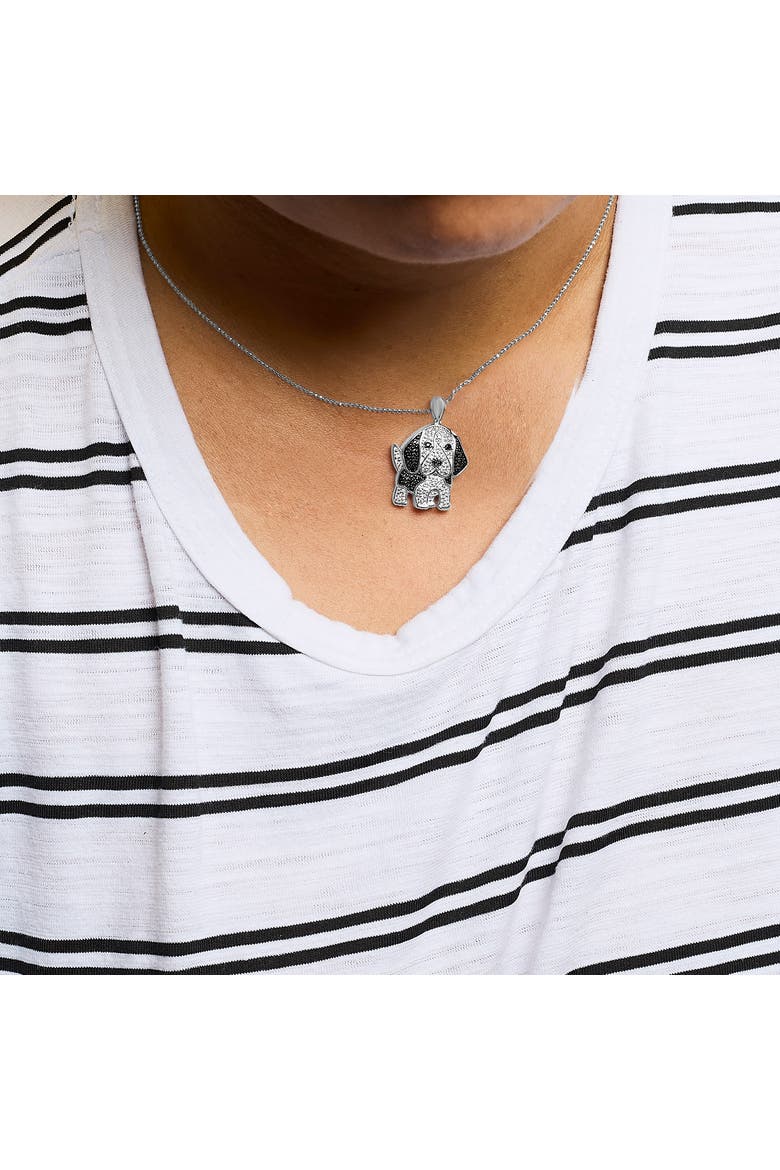 Silver 1/4 cttw White and Black Diamond Dog Pendant Necklace 18 inch, Alternate, color, White
