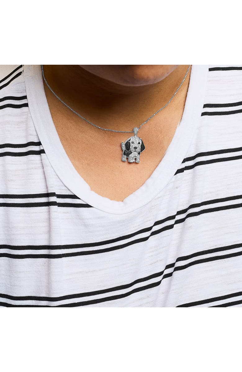 Haus of Brilliance Silver 1/4 cttw White and Black Diamond Dog Pendant Necklace 18 inch, Alternate, color, White