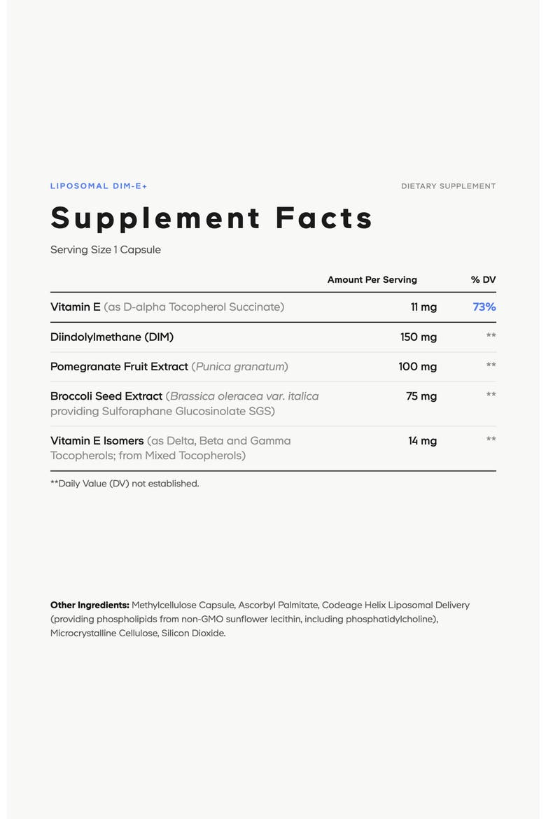 Liposomal DIM-E Vitamin E Tocopherols & Isomers Supplement, Alternate, color, White
