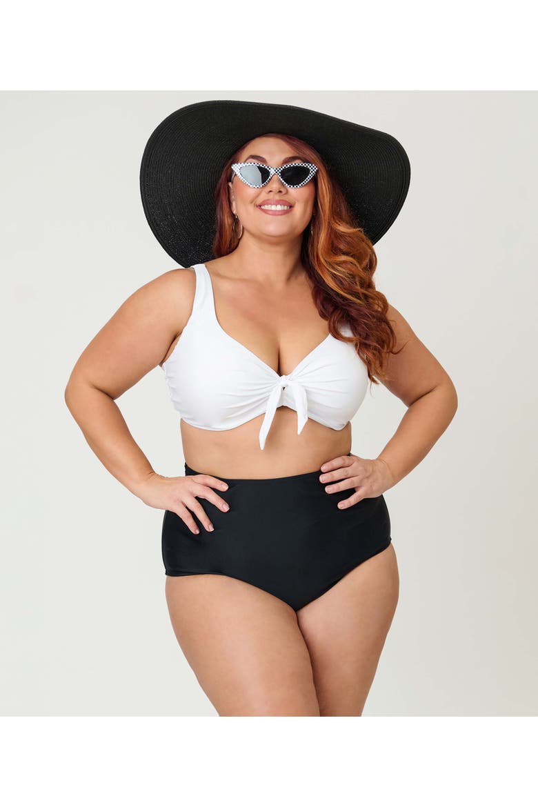 Plus Size High Waist Louise Bikini Bottom, Main, color, Black Solid
