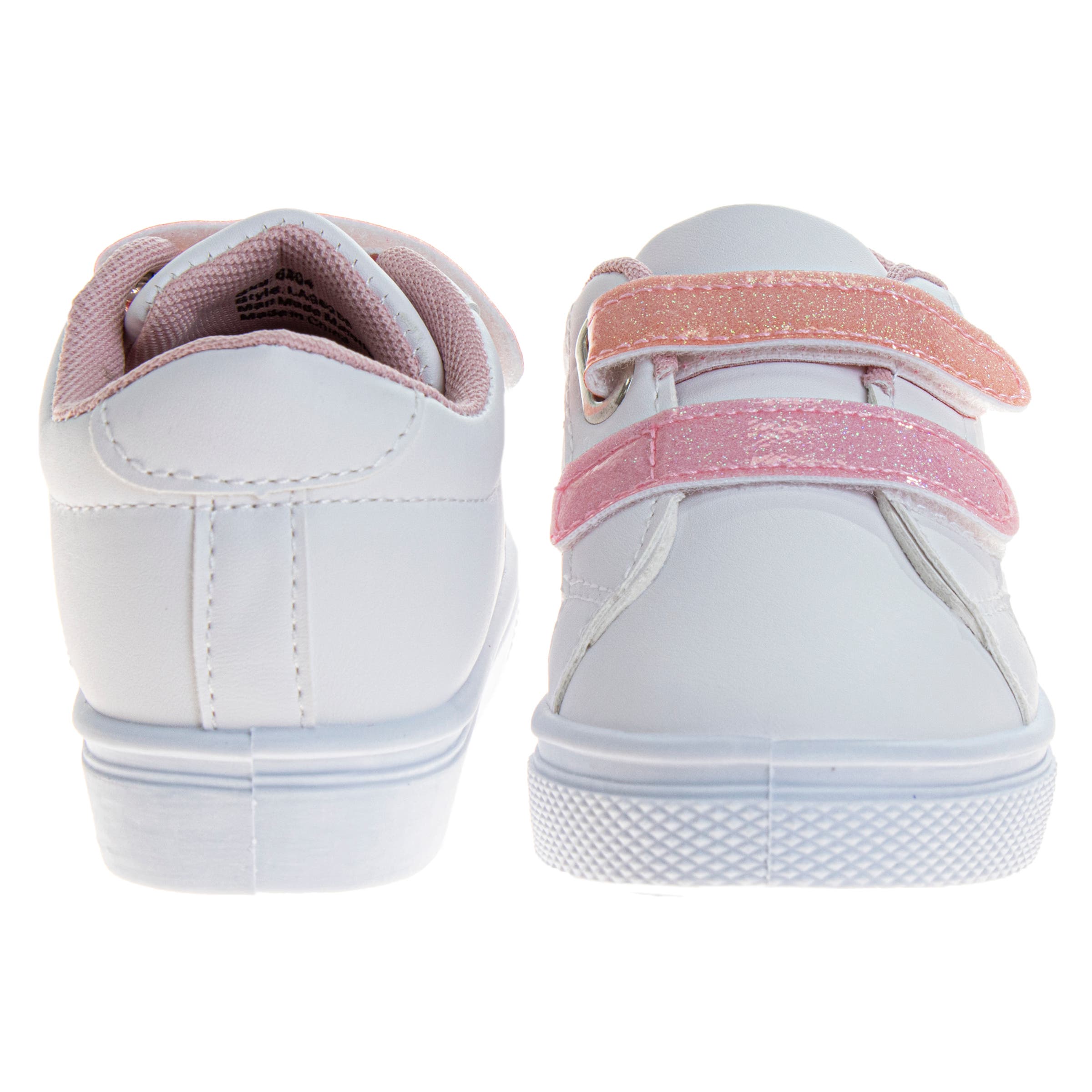 Laura Ashley Hook and Loop Girls' Casual Sneakers., Alternate, color, White/Pink