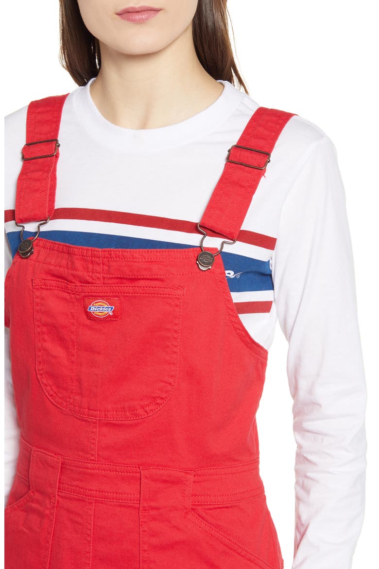 Twill Overall Dress, Alternate, color, RED
