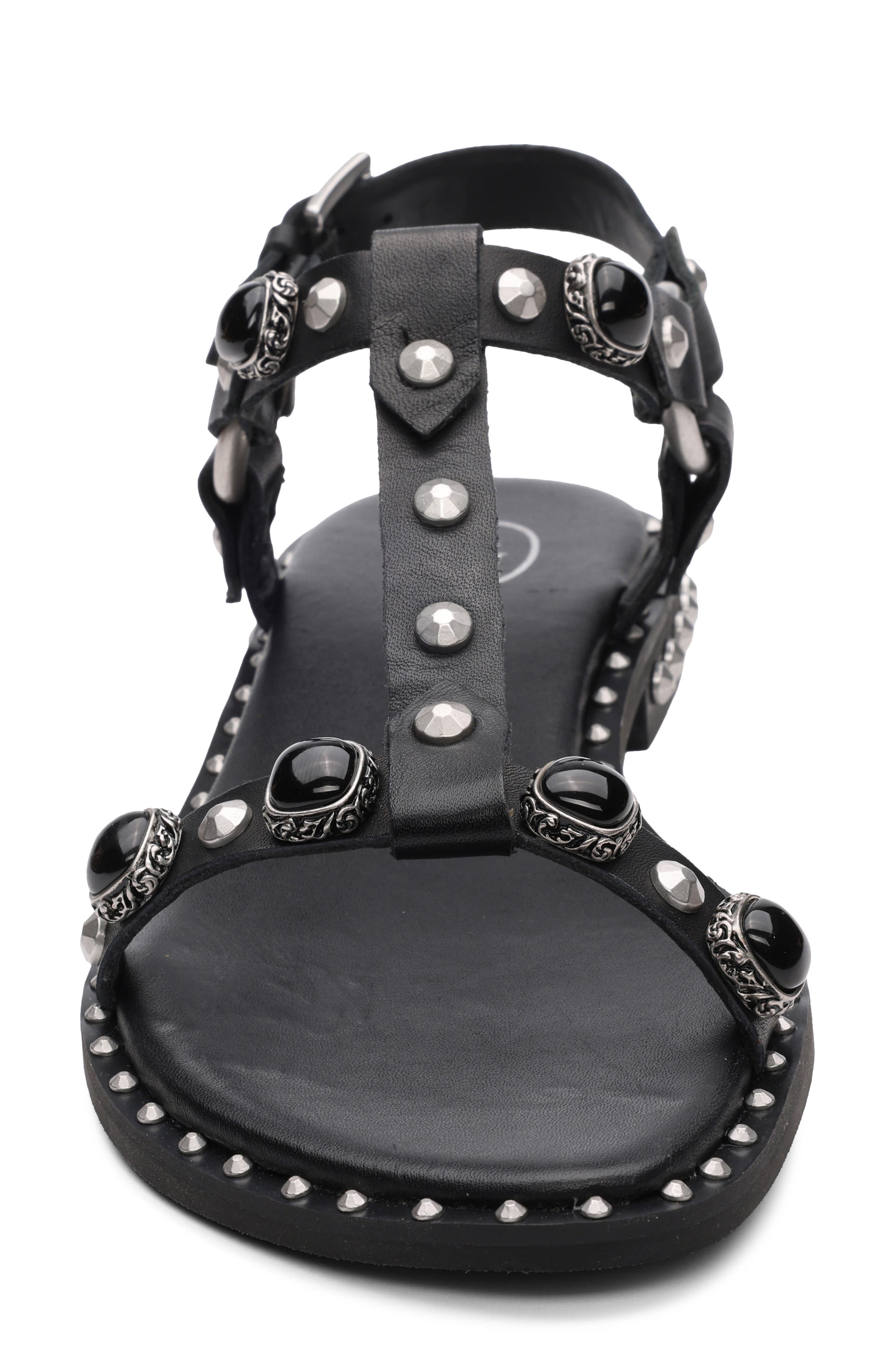 Ash Pebble Stud Embellished Ankle Strap Sandal, Alternate, color, 