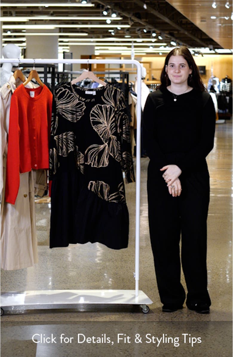 Nellina Metallic Floral Long Sleeve Ruffle Hem Dress, sales video thumbnail