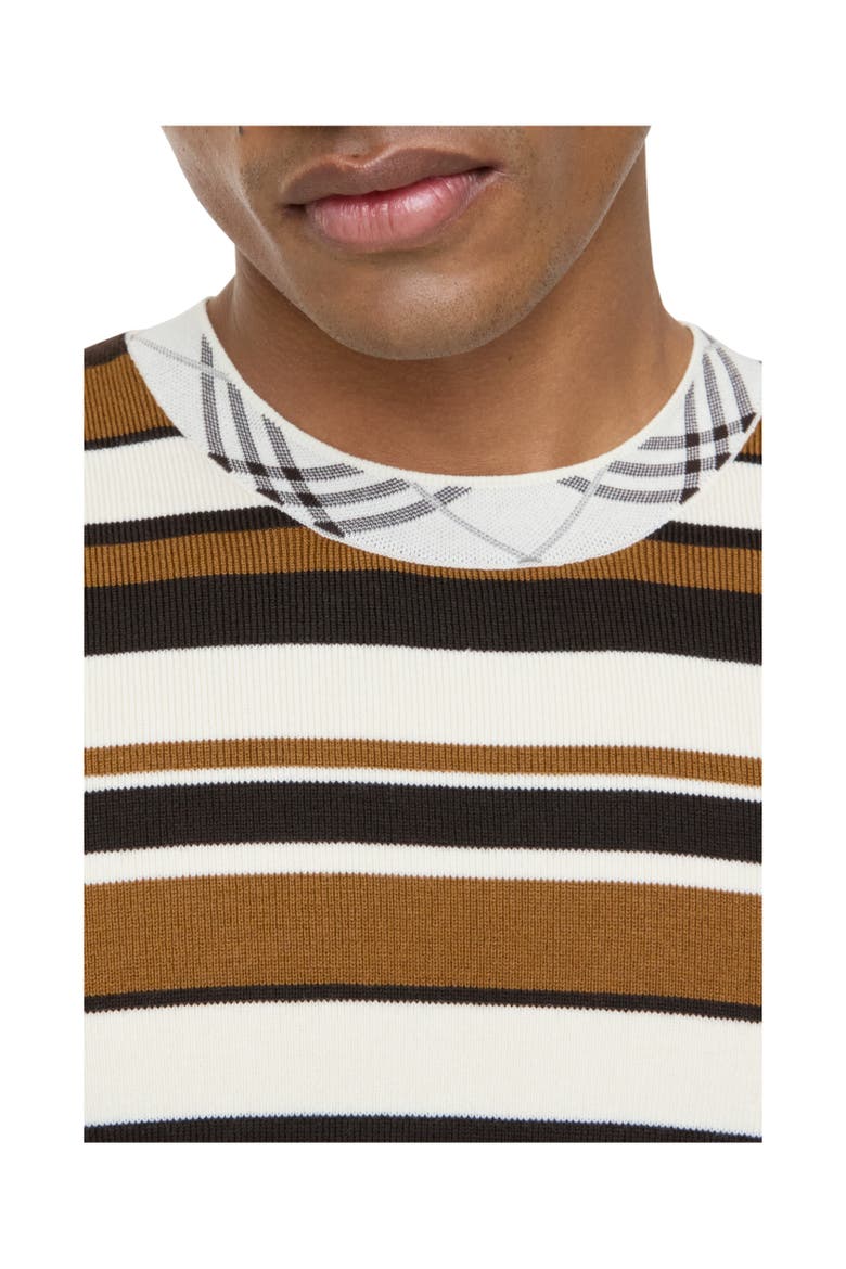 Striped Wool Blend T-shirt, Alternate, color, Brown