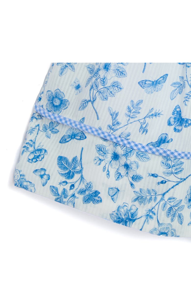 Pippa & Julie Rebecca Butterfly Floral Cotton Dress & Bloomers Set, Alternate, color, Blue/ White