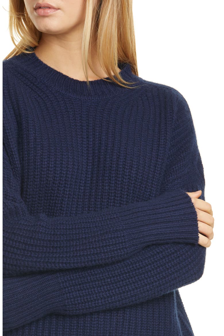 Shaker Stitch Cashmere Sweater, Alternate, color, NAVY