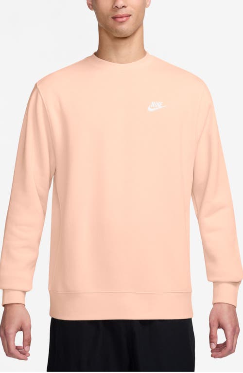 Nike Club Crewneck Sweatshirt In Washed Coral/white