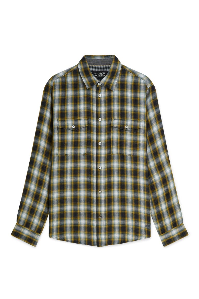 Relaxed Fit Plaid Double Face Cotton Button-Up Shirt, Alternate, color, METEORITE CHECK