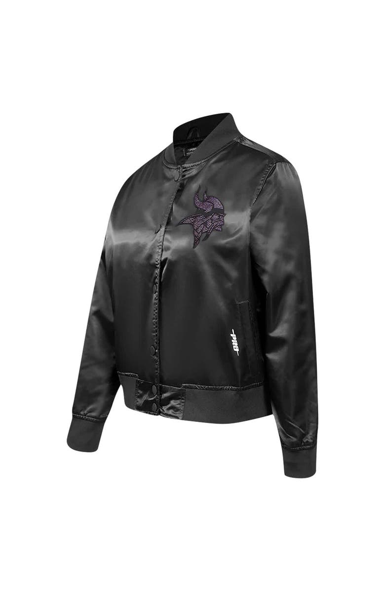 PRO STANDARD Women's Pro Standard Black Minnesota Vikings Jeweled Satin Full-Snap Jacket, Alternate, color, Black