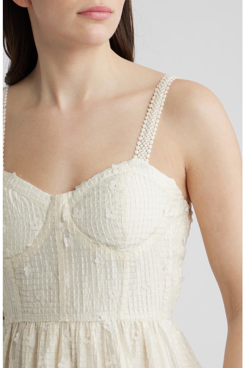 Floral Appliqué Midi Dress, Alternate, color, CREAM
