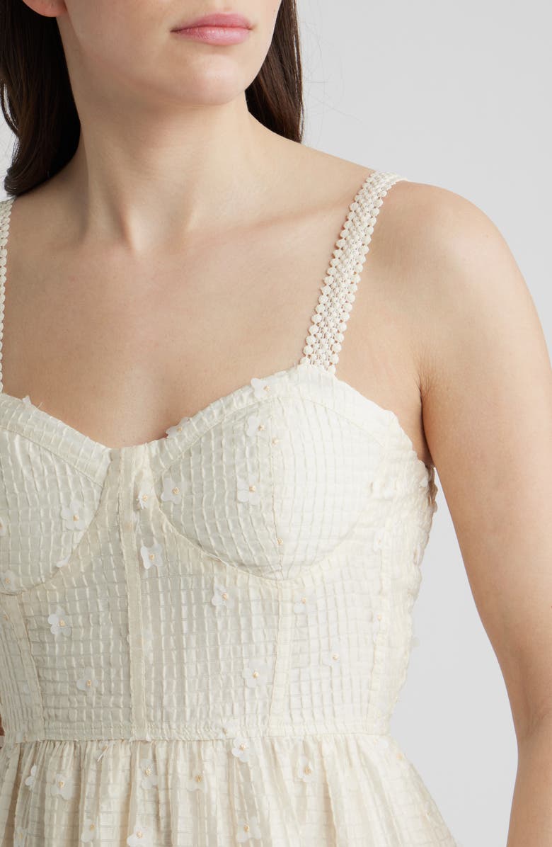 ZOE AND CLAIRE Floral Appliqué Midi Dress, Alternate, color, Cream