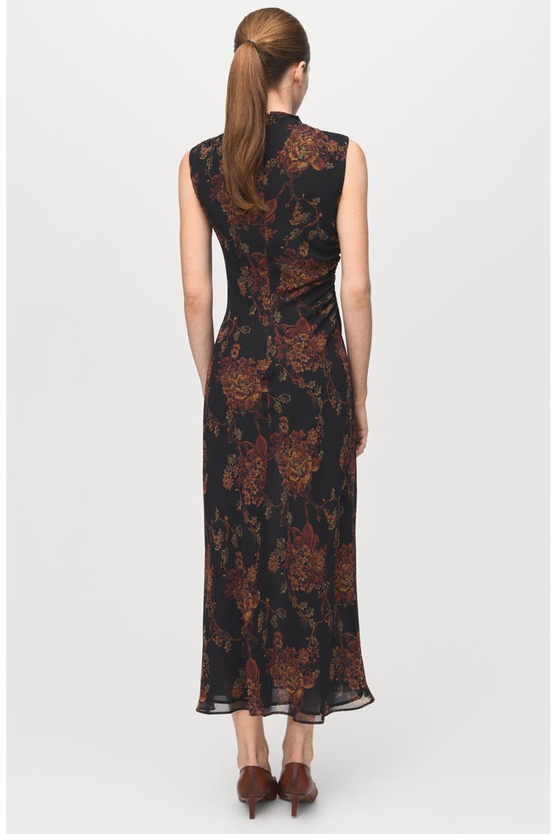 Floral Shirred Dress, Alternate, color, BLACK