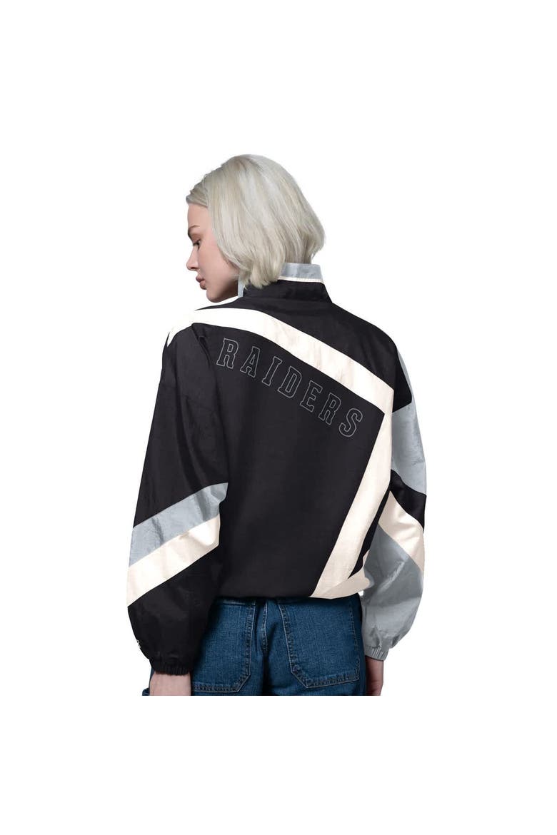 Women's Starter Black/Silver Las Vegas Raiders Vintage 1st Quarter Full-Zip Windbreaker, Alternate, color, Black