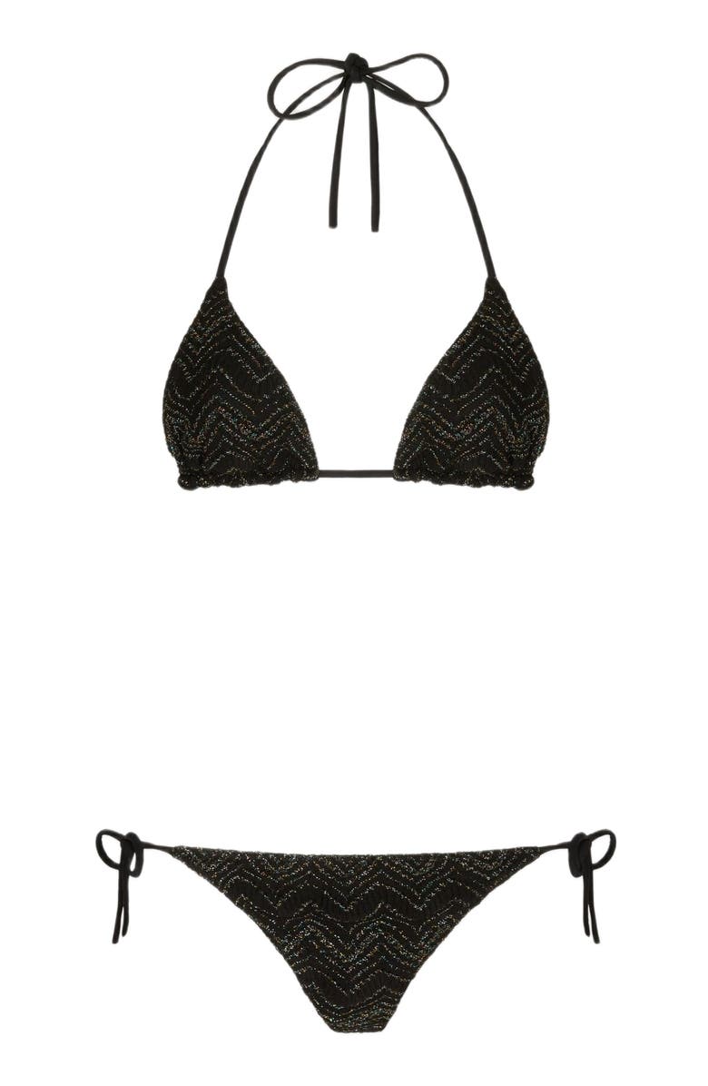Missoni Zig Zag Lamé Viscose Bikini, Alternate, color, Black & Lamé