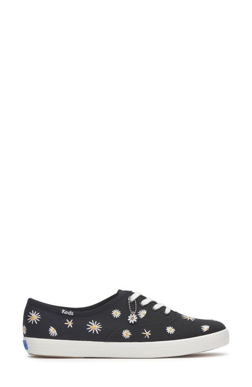 Keds Champion Black Canvas Embroidered Lace-up Sneakers In Black/snow White