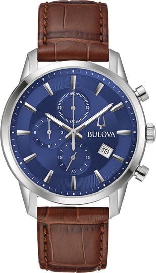 Sutton Leather Strap Chronograph Watch, 41mm