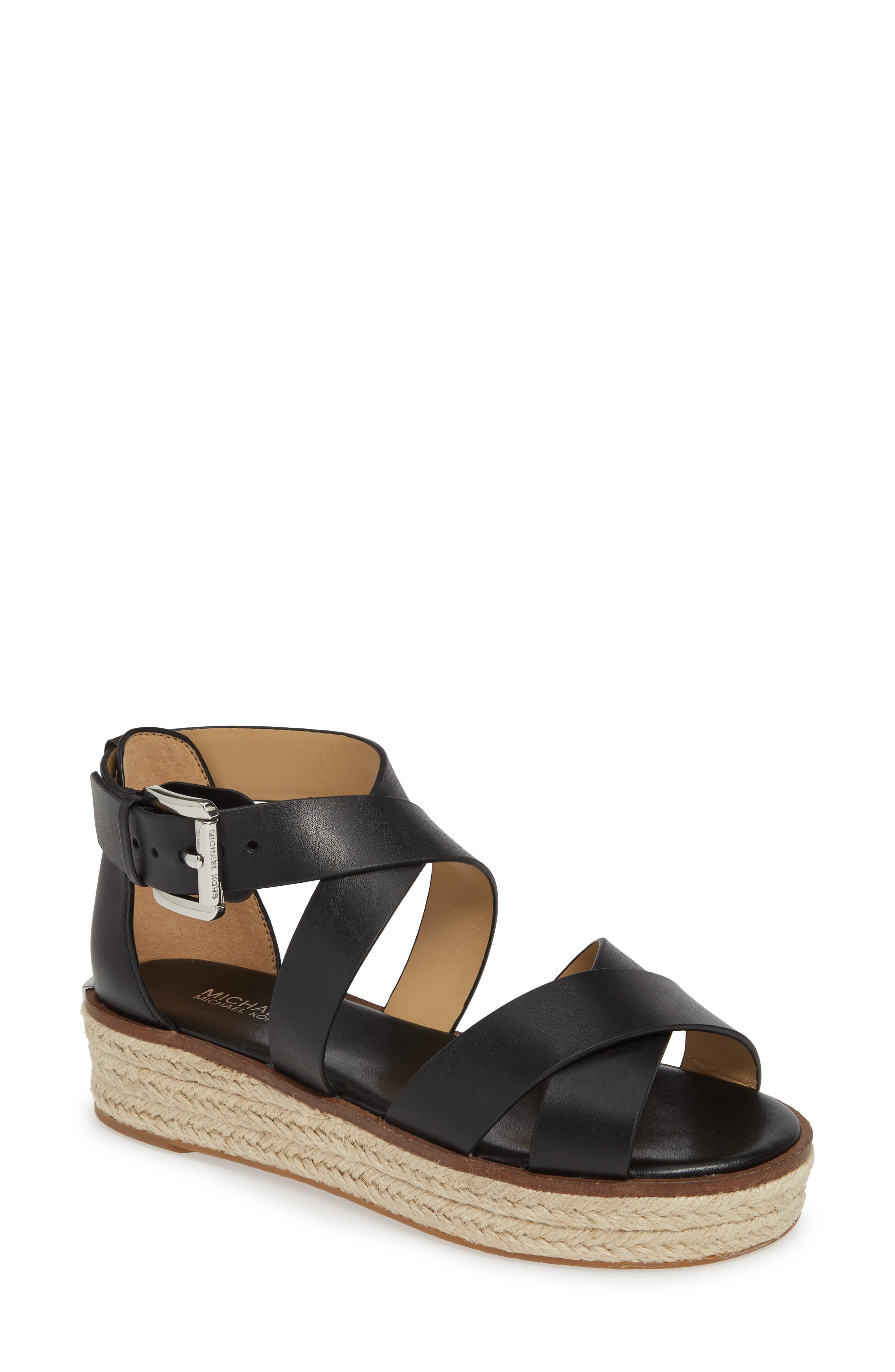 MICHAEL Michael Kors 'Darby' Crisscross Espadrille Sandal, Main, color, 