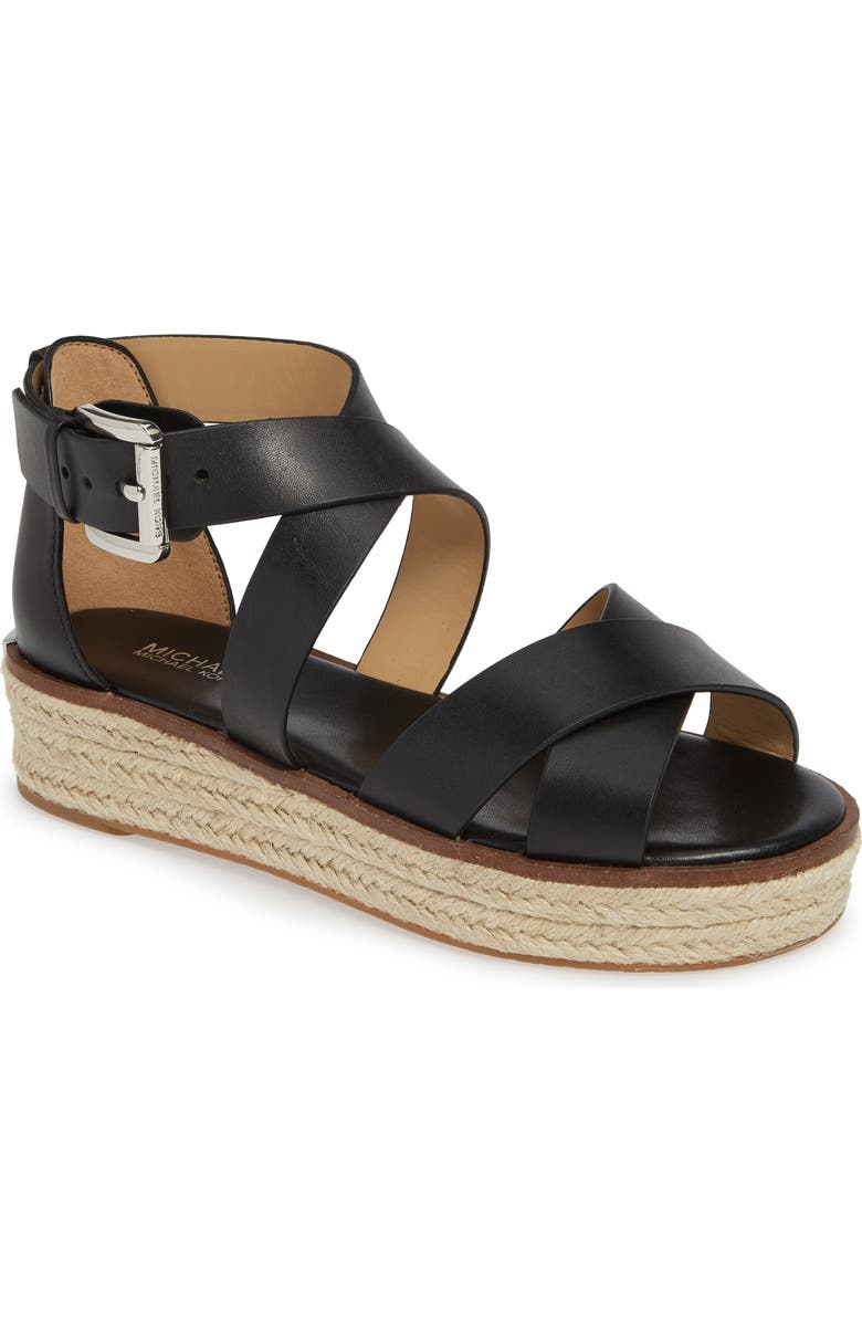 MICHAEL Michael Kors 'Darby' Crisscross Espadrille Sandal, Main, color,
