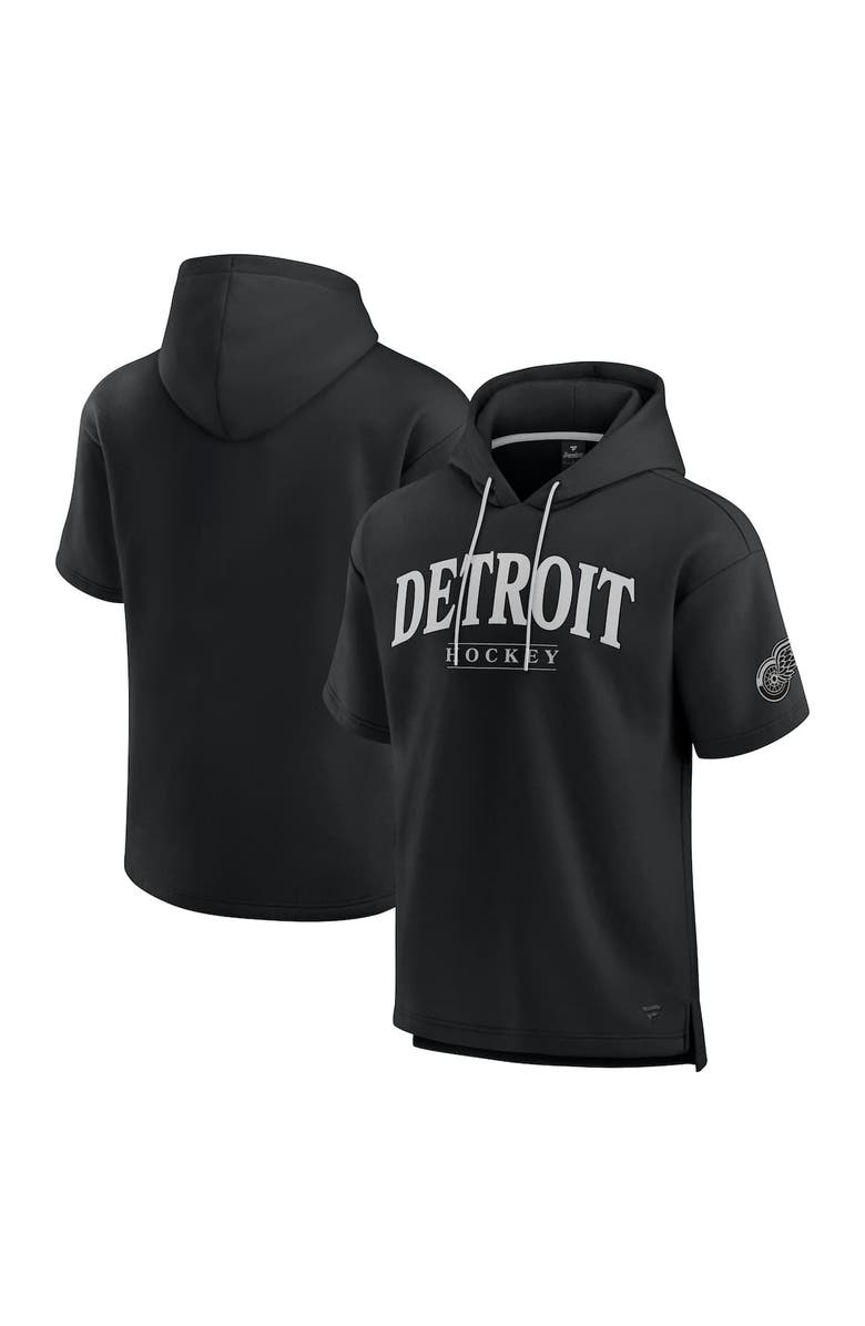 FANATICS Men's Fanatics Black Detroit Red Wings Elements Ready Short Sleeve Pullover Hoodie, Main, color, Black