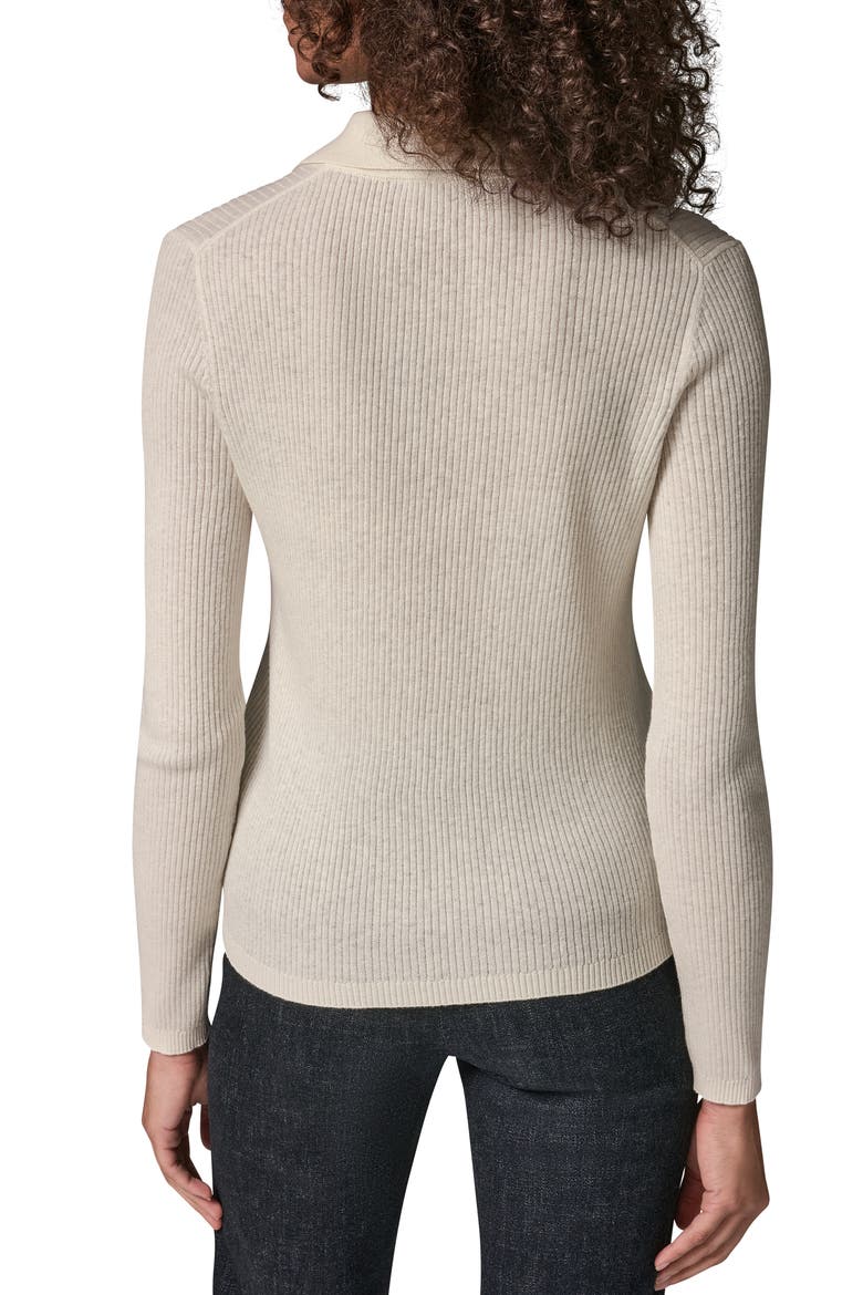Rib Wool & Cashmere Blend Polo Cardigan, Alternate, color, CREAM