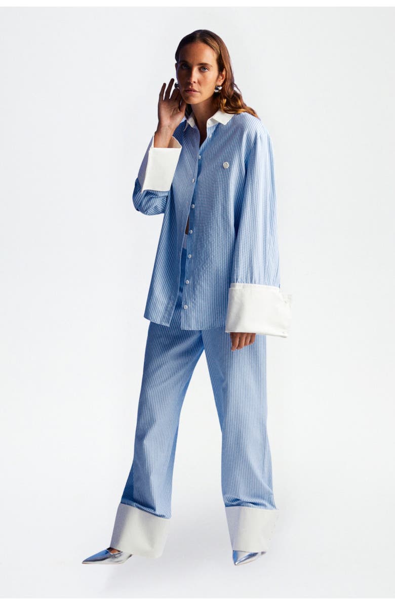 Nocturne High Waist Striped Pants, Alternate, color,