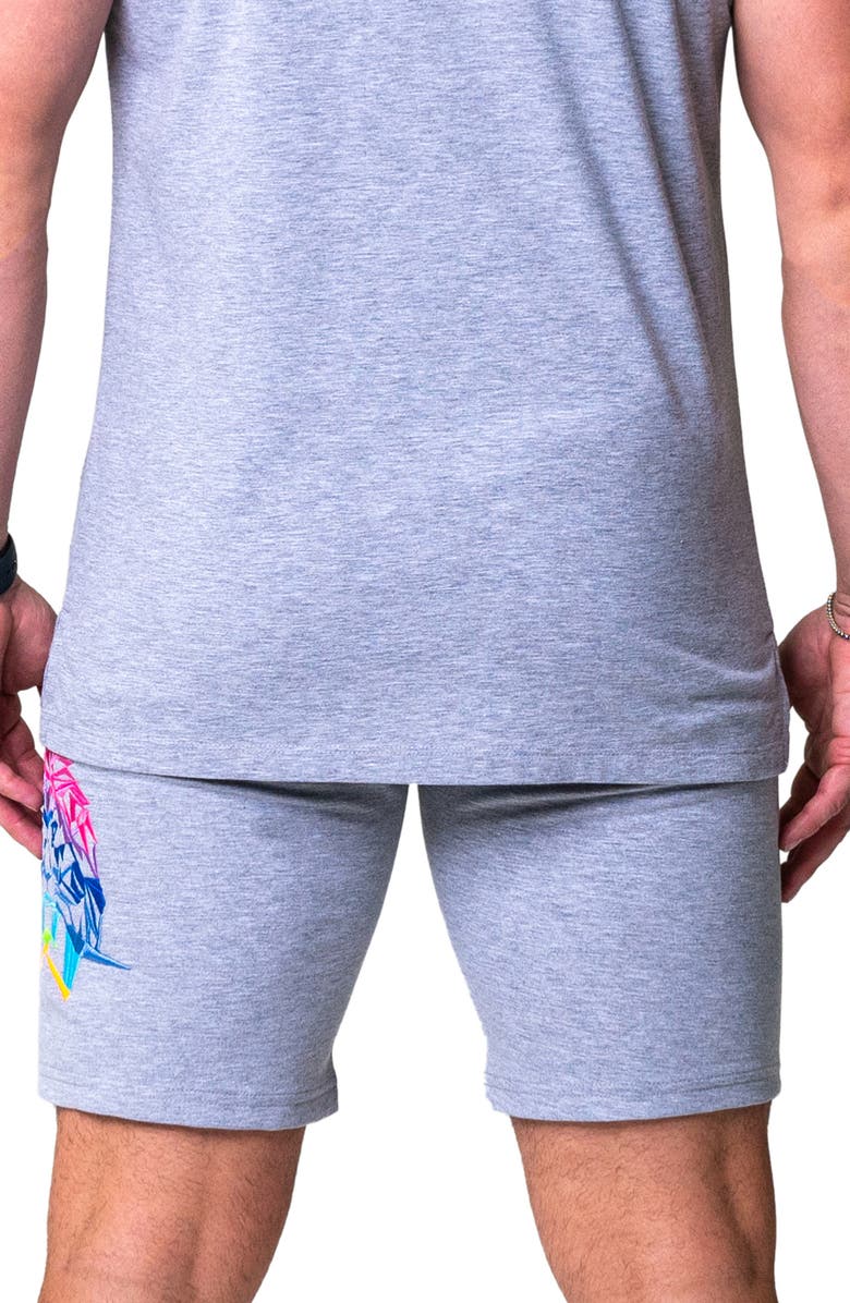 Maceoo Neon Graphic Drawstring Shorts, Alternate, color, Grey