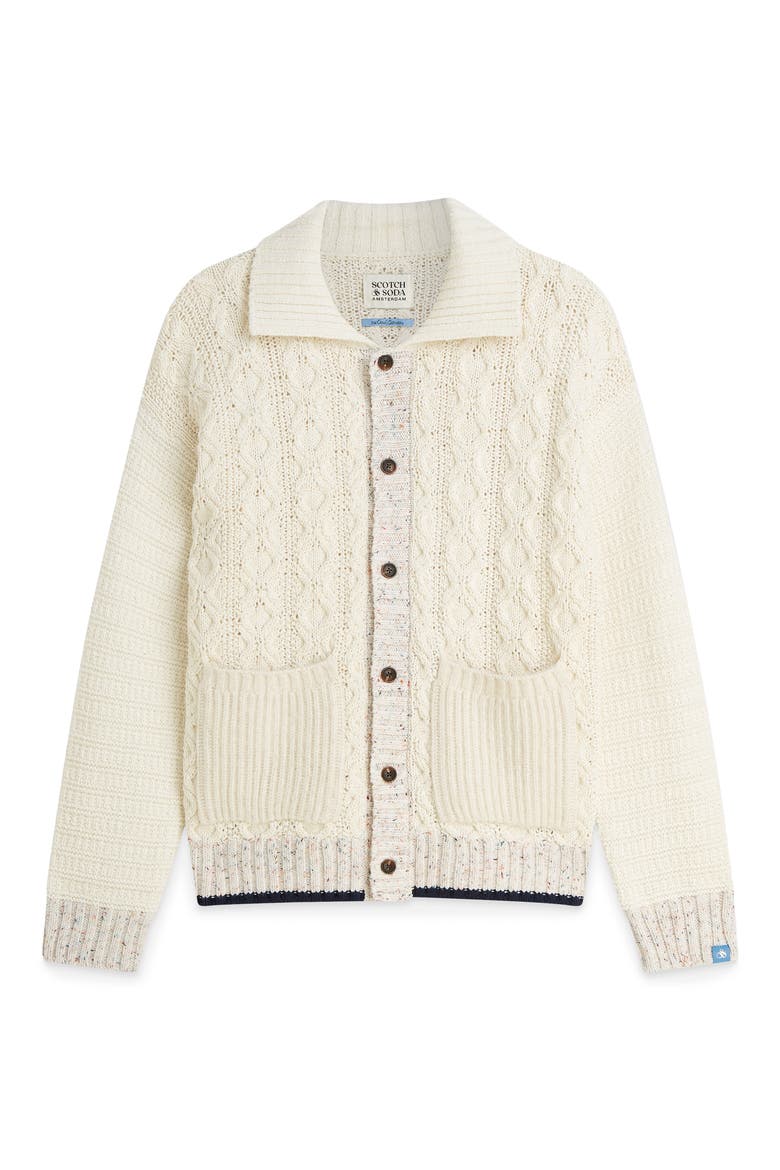 Loose Fit Multi-Yarn Cardigan, Alternate, color, EGGNOG