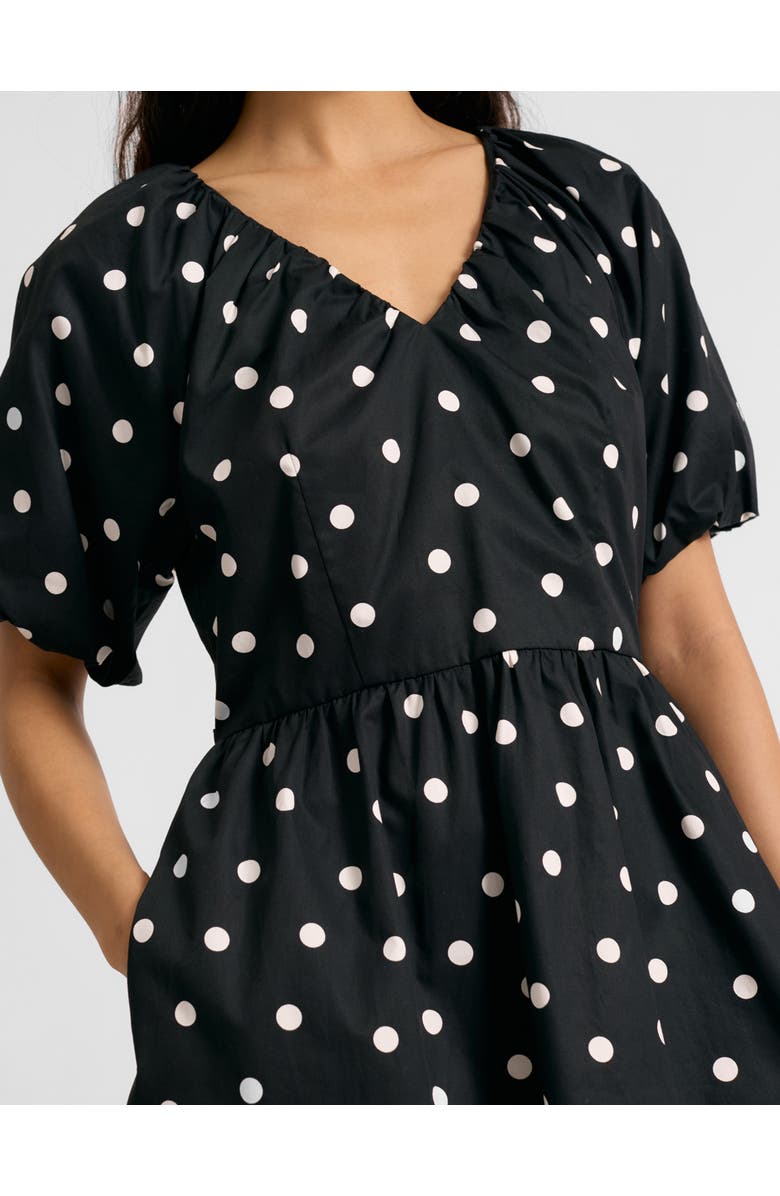 Albaray Large Spot V-Neck Midi Dress, Alternate, color, Black