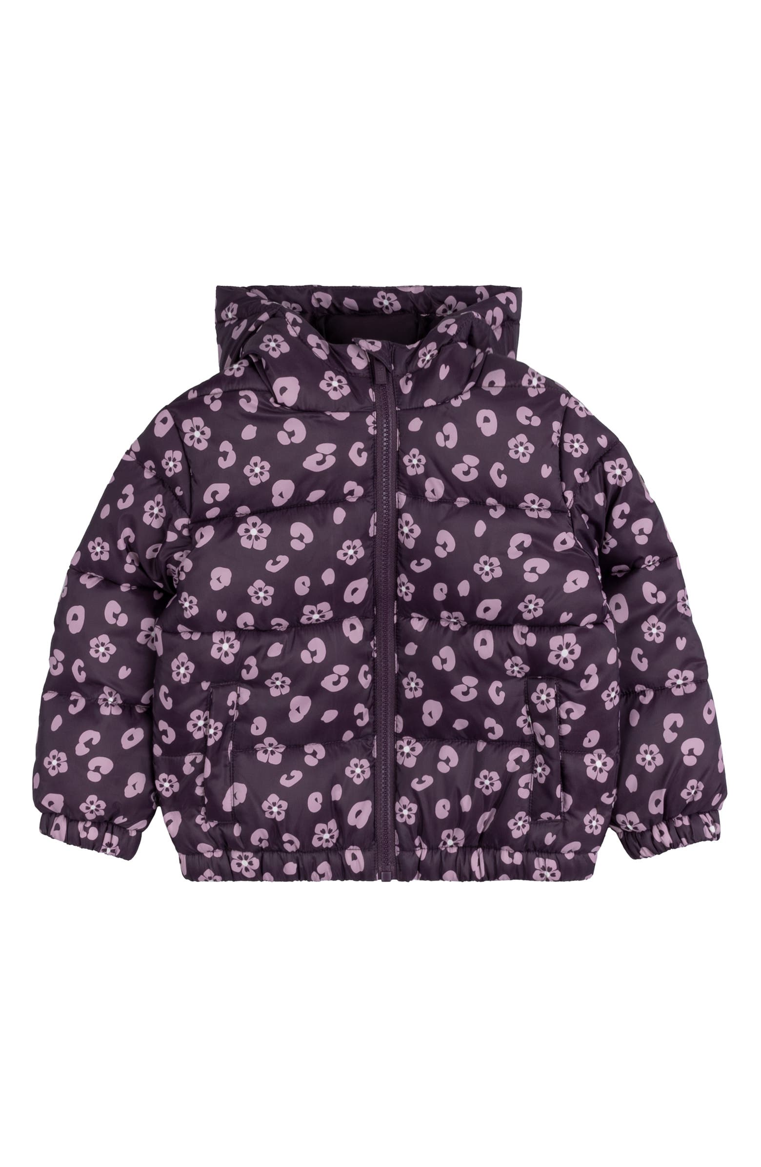 MILES THE LABEL Kids' Print Water Resistant Hooded Quilted Jacket ...