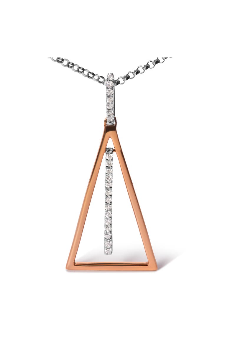 14K Rose and White Gold 1/8 Cttw Diamond Windchime Pendant Necklace, Alternate, color, White