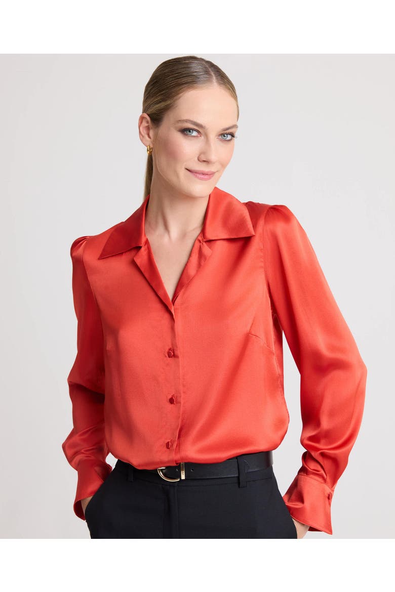 Beatrice Silk Satin Collar Shirt, Alternate, color, Red