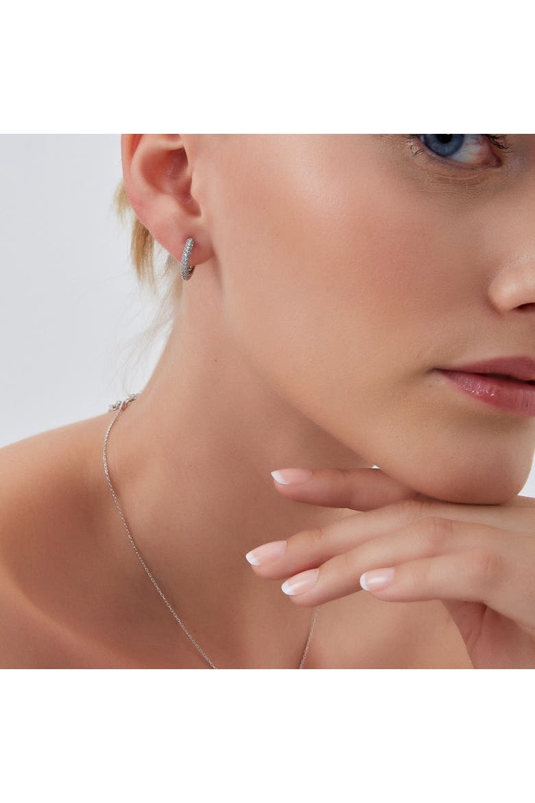 Pave Sterling Silver Hoop Earrings, Alternate, color, Silver