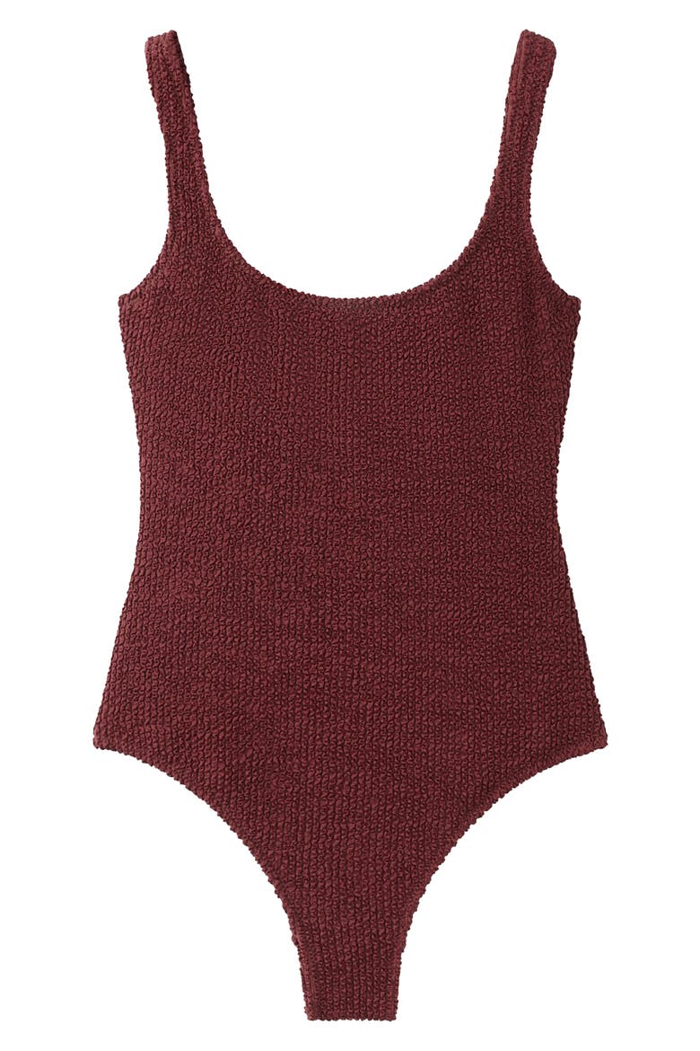 Textured One-Piece Swimsuit, Main, color, RUSSET