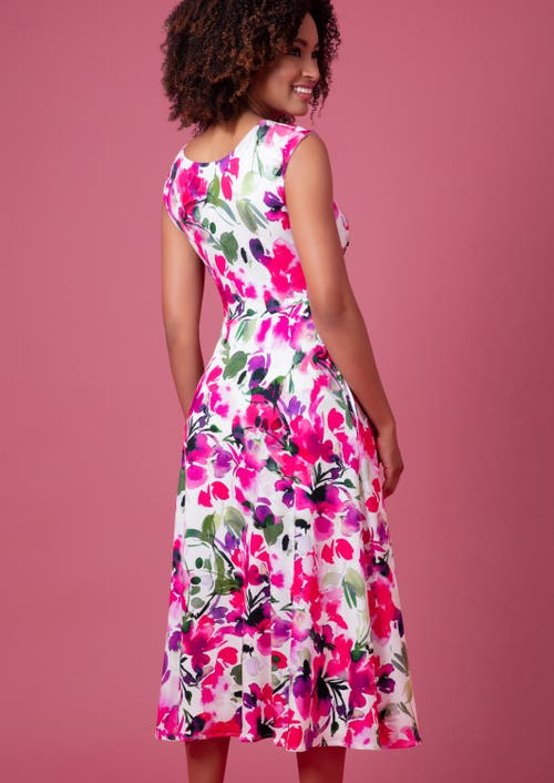 Alie Street London Luna Boat Neck Sleeveless Midi Dress In Multi