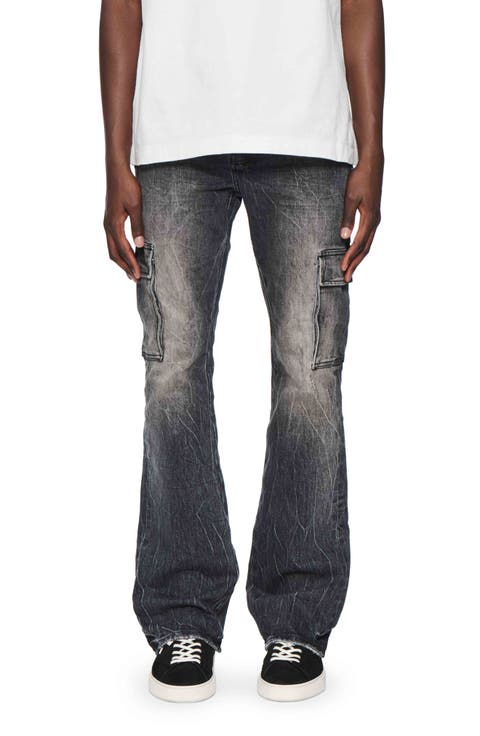 Tinted Worn Flare Cargo Jeans