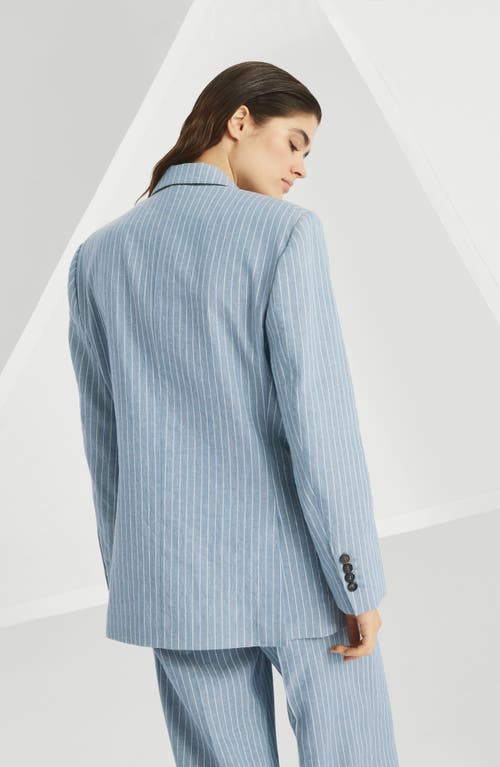 Brunello Cucinelli Monili-detail Twill Blazer In Avio Blue