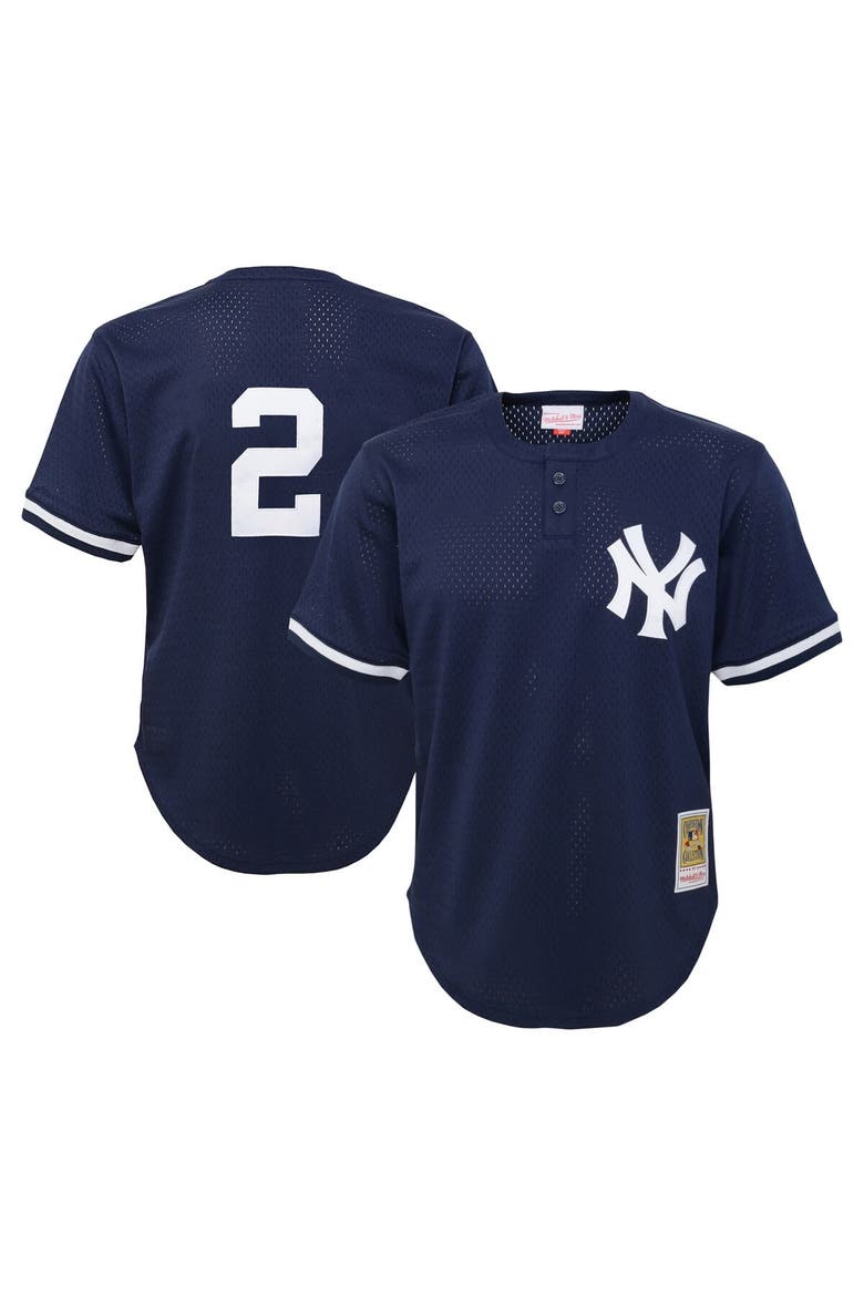 Toddler Mitchell & Ness Derek Jeter Navy New York Yankees Cooperstown Collection Mesh Batting Practice Jersey, Main, color, Navy