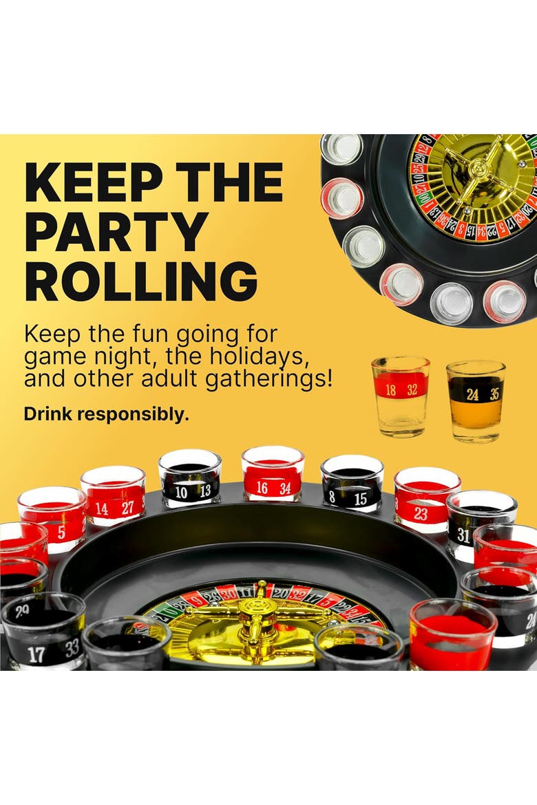 Shot Glass Roulette, Drinking Casino Party Game Set, Alternate, color, Multicolored