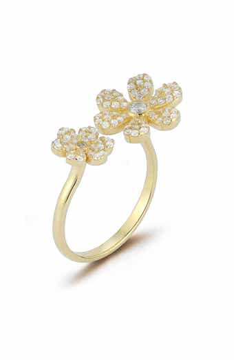 Sterling Silver & CZ Flower Wrap Ring