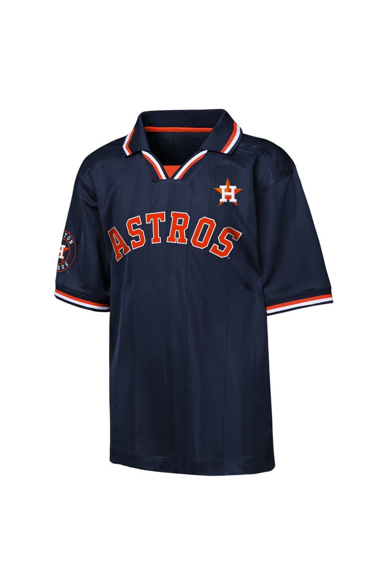Youth Outerstuff Navy Houston Astros Y2 Tech Stadium Fashion Collar T-Shirt, Alternate, color, Navy