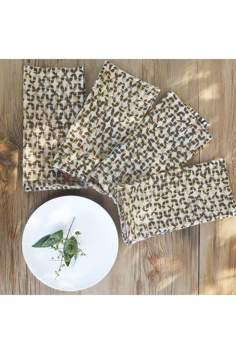 Boho Block Print Napkins, Alternate, color, Beige