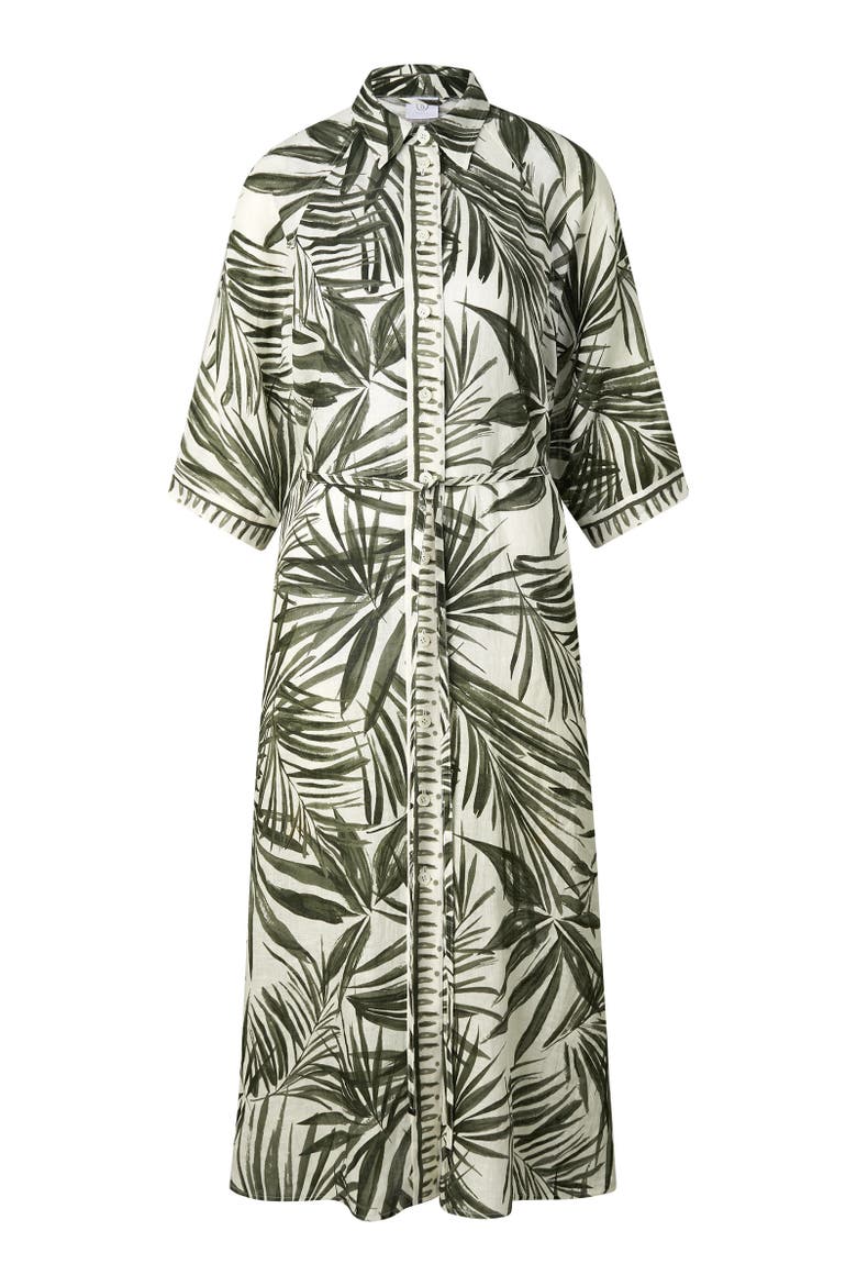 Linen Dress Catelyn, Main, color, Olive/cream