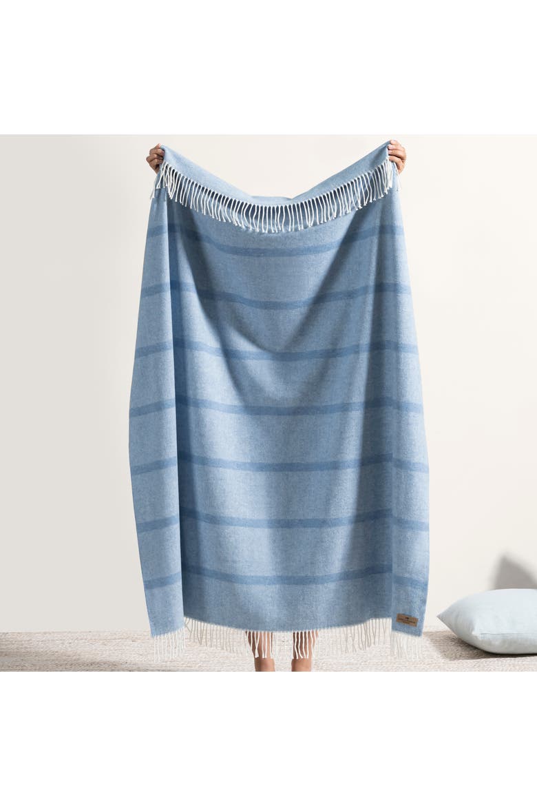 Montauk Stripe Herringbone Throw, Alternate, color, Blue Denim