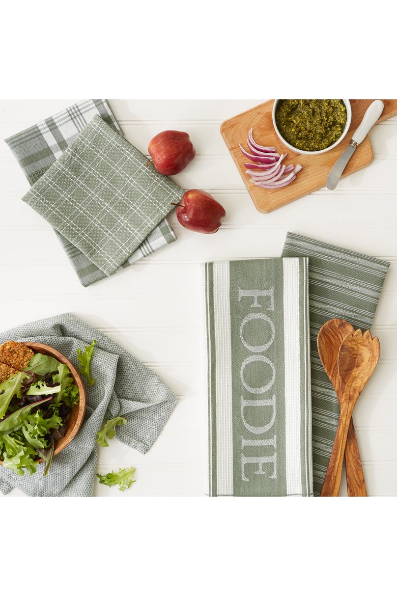 Foodie Dishtowel & Dishcloth Set/5, Alternate, color, Artichoke Green