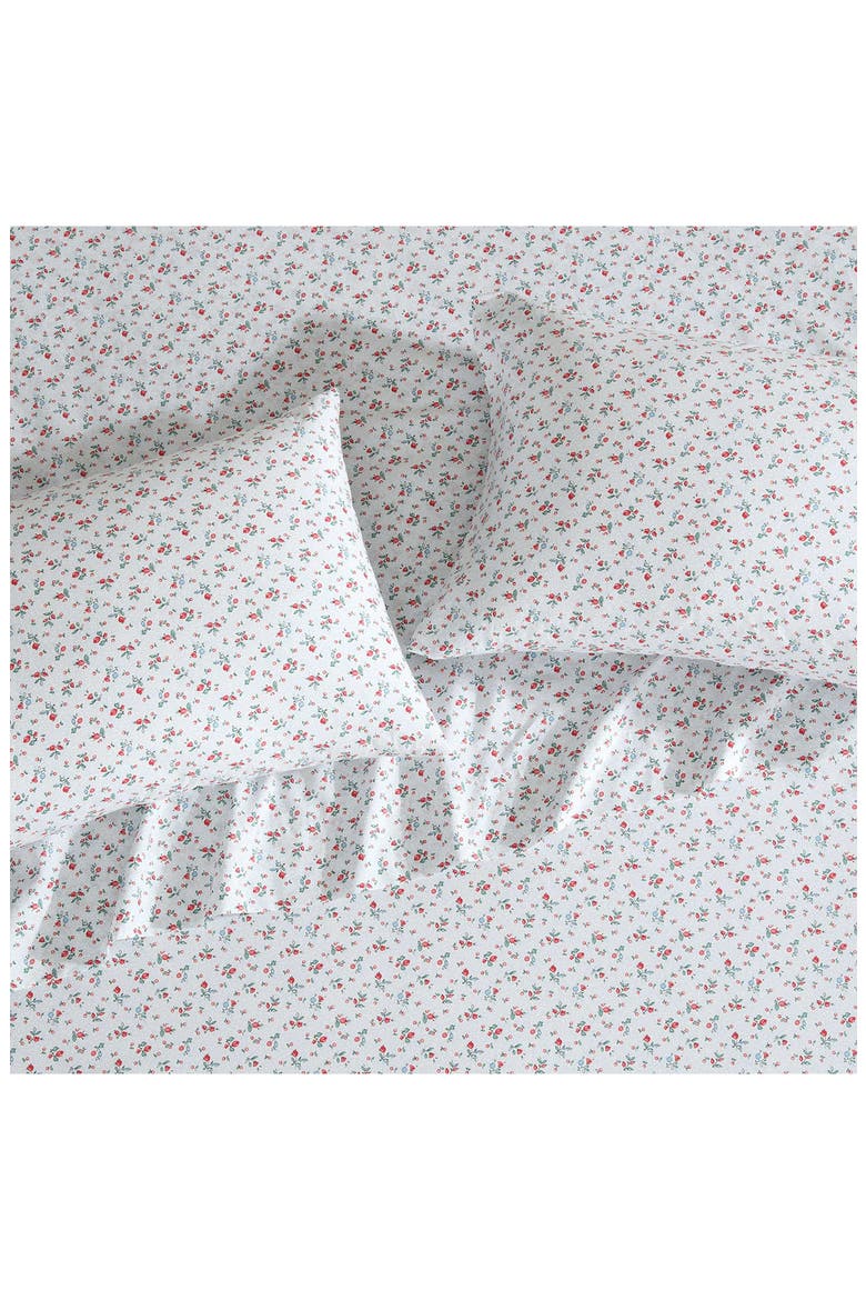 Aylesmore Ditsy Floral Full Cotton Percale Sheet Set, Alternate, color, BRIGHT RED