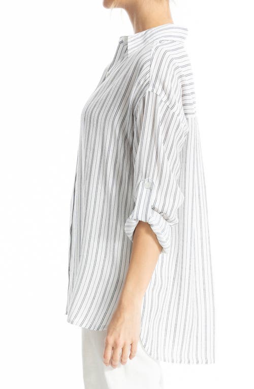Max Studio Roll Tab Gauze Button-up Shirt